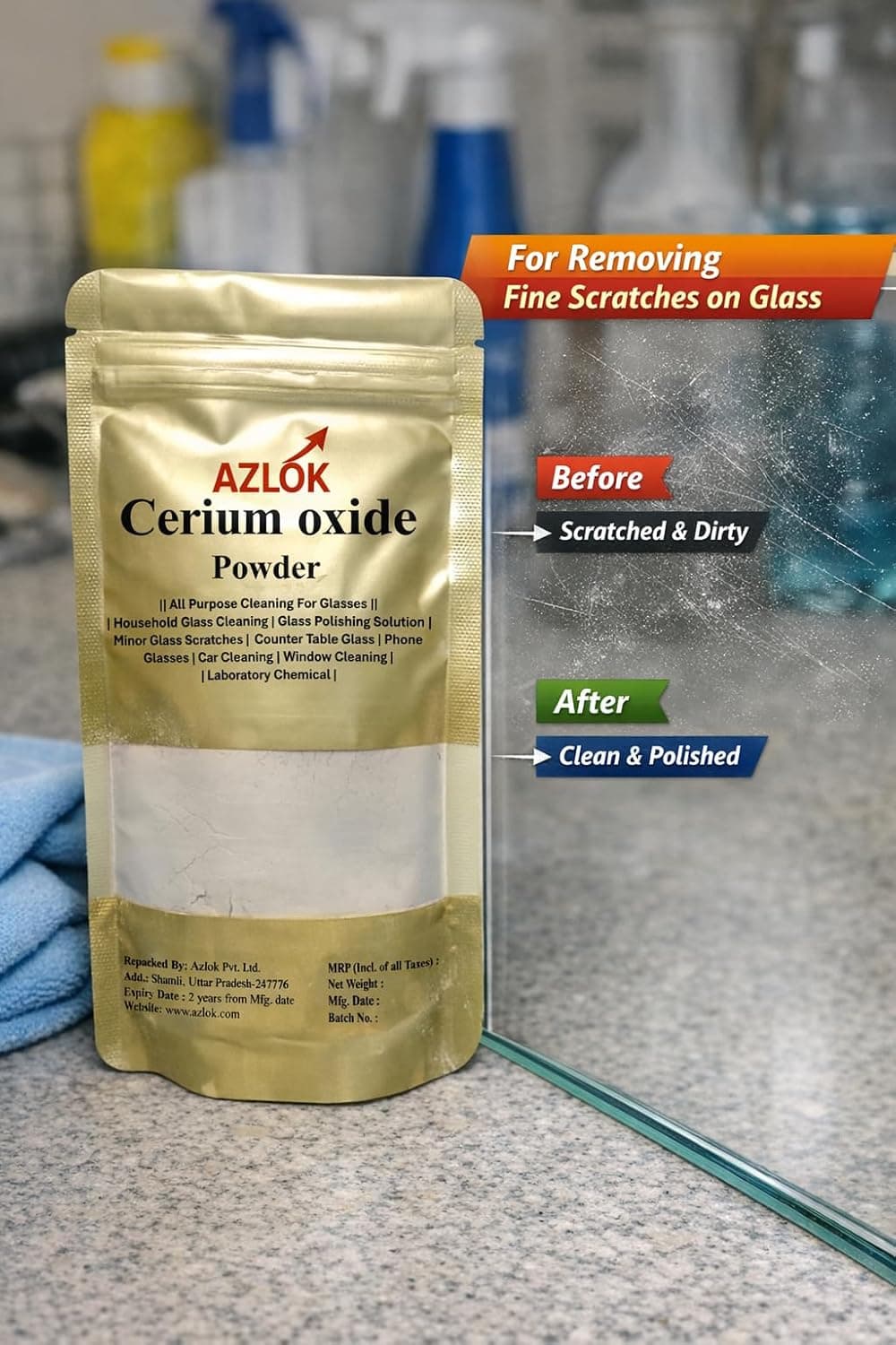 Cerium Oxide 250 Gram, With Glass Polishing (Namada) Felt Disc 4" Dia, Glass Polishing Powderthickness 16 Mm Ceramic Tiles Windows Mirror Cleaning Powder - Image 4
