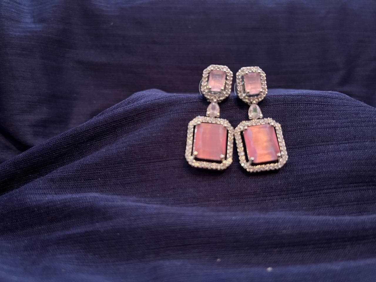 Blush Pink Halo Statement Drop Earrings - Image 1