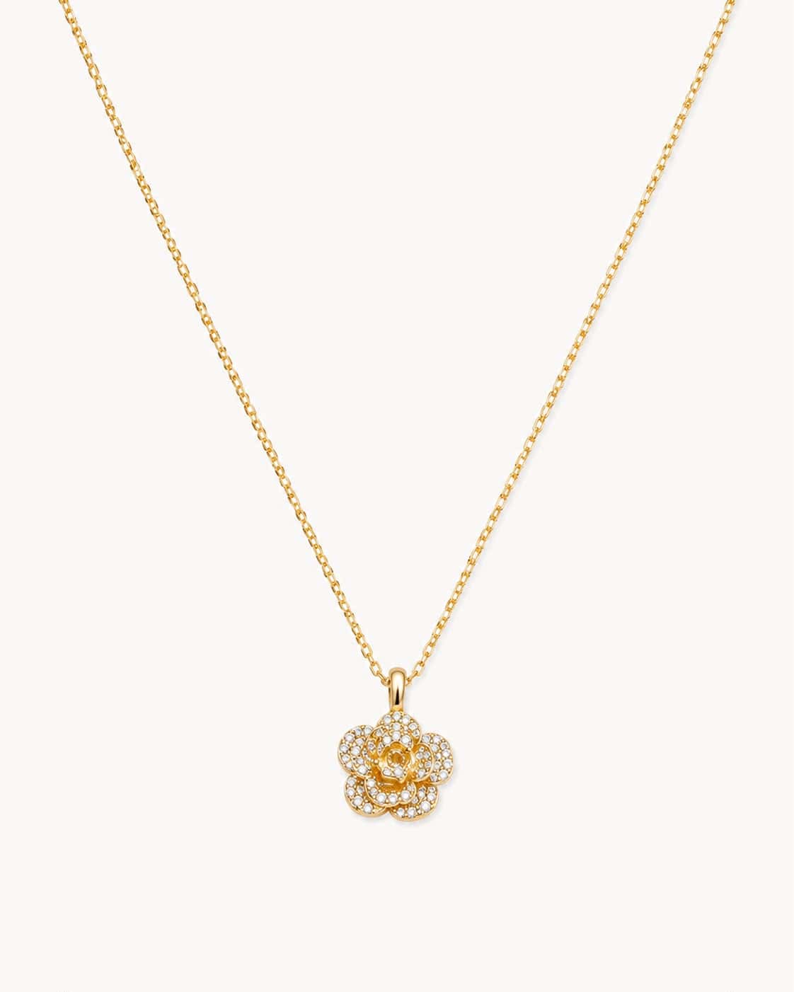 Gold-Plated Crystal Flower Pendant Necklace for Women