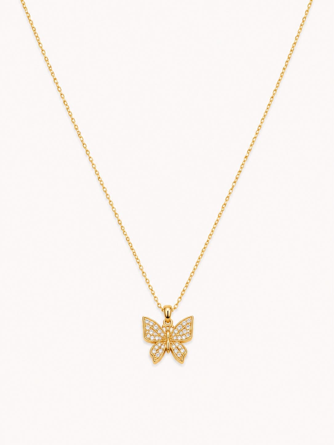 Golden Butterfly Crystal Pendant Necklace - Image 1