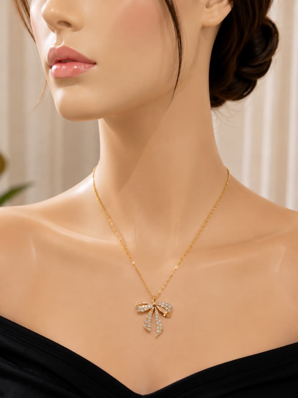 Bella Bow Necklace-Gold plated - Image 2