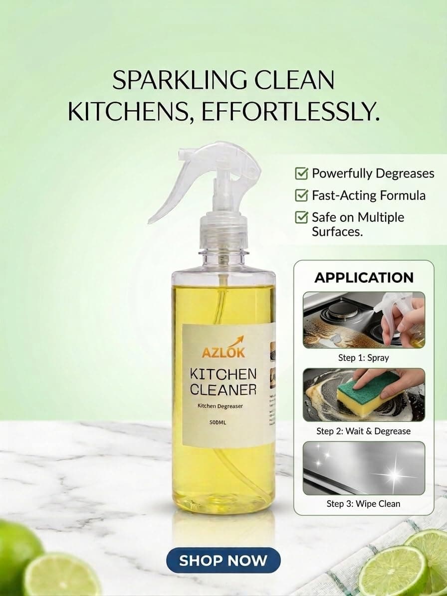 Kitchen Cleaner | India’s 1st Formulation for Less Scrubbing | 500ml | Suitable for Stoves, Chimneys, Counter Tops, Appliances, Walls & Cabinets | Non Toxic & Natural - Image 3