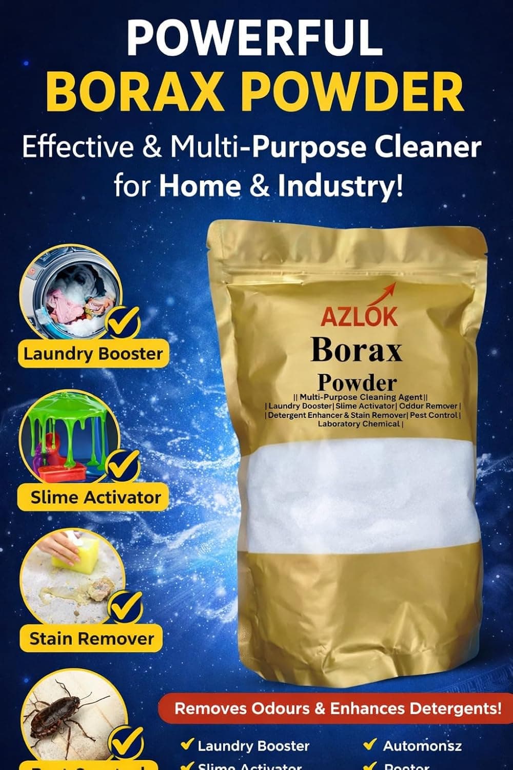 Borax For Washing Cloths, Slime Maker, Cleaning & Stain Remover Powder, Ants Killer - Image 2