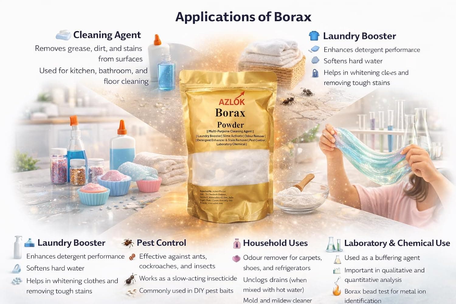 Borax For Washing Cloths, Slime Maker, Cleaning & Stain Remover Powder, Ants Killer - Image 5