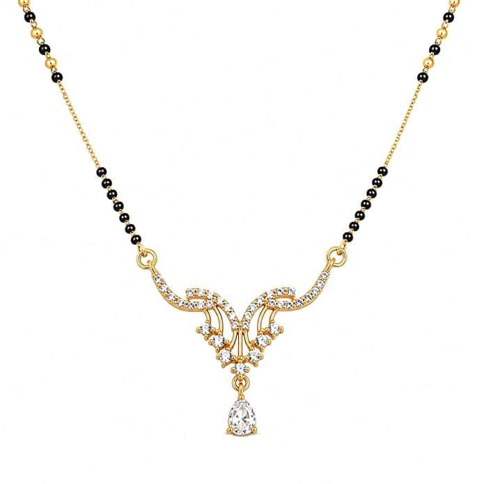 Black Beaded Mangalsutra for Women | Elegant Gold Tone Floral Pendant Necklace | Stylish Traditional Mangalsutra Jewellery | Daily Wear & Festive Jewellery