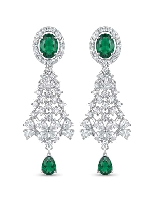 Luxury green Stone AD Drop Earrings