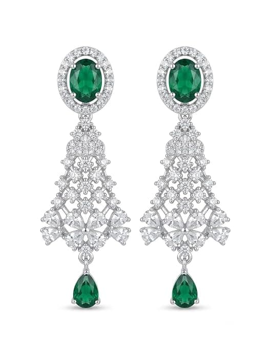 Luxury green Stone AD Drop Earrings - Image 1