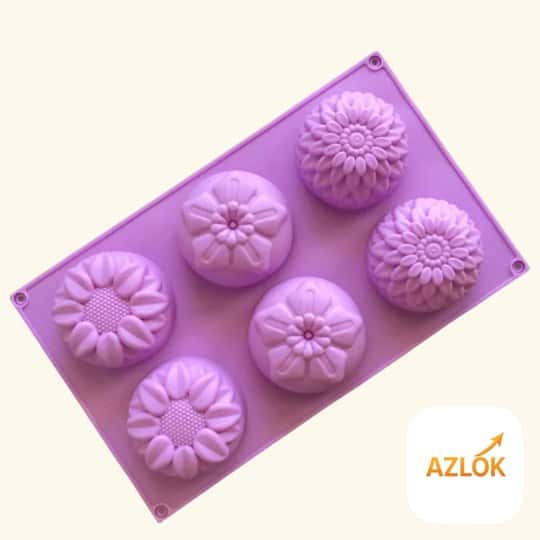 6 Cavity Round Flower Shaped Soap Mould