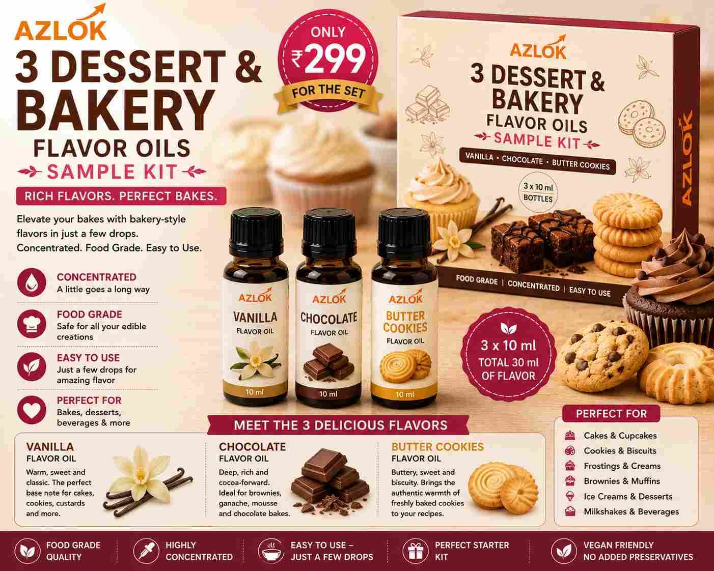 How to Use Azlok's 3 Dessert & Bakery Flavor Oils Sample Kit