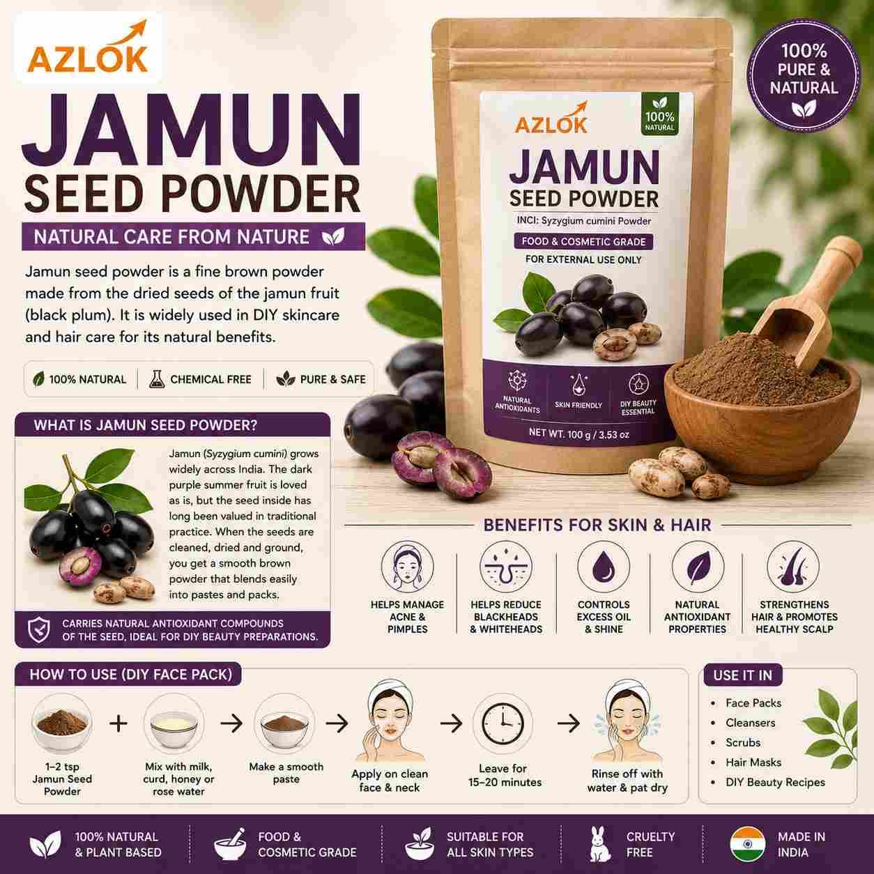 Jamun Seed Powder: How to Use This Black Plum Powder for Skin and Hair