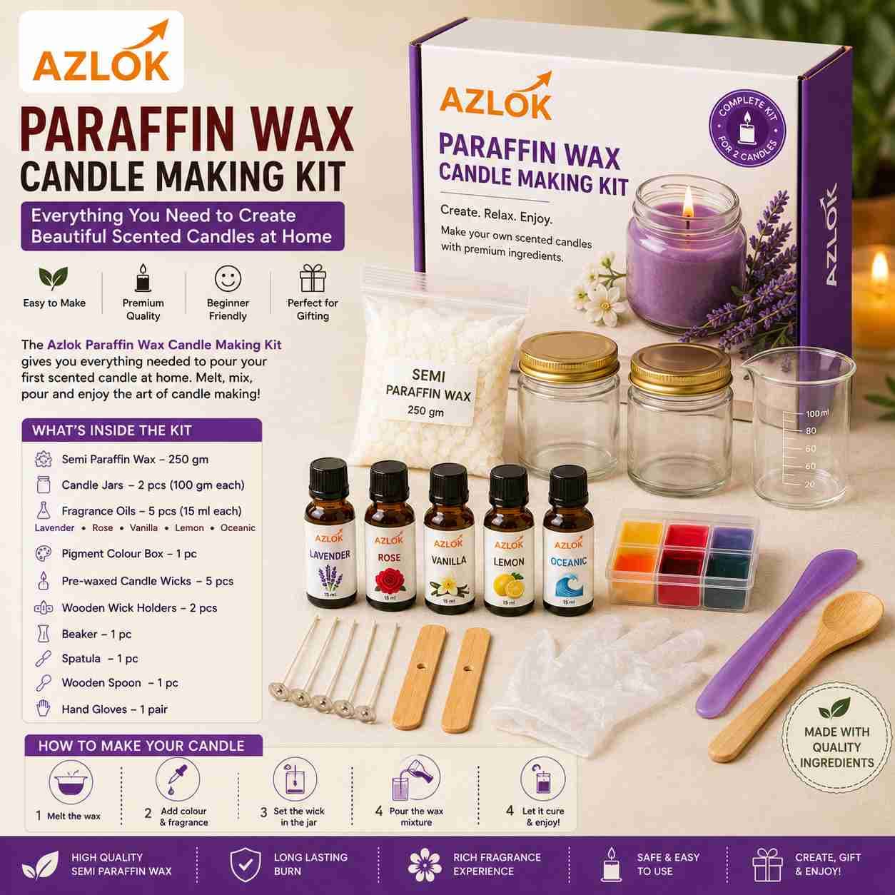 How to Make Your First Candle with the Azlok Paraffin Wax Kit