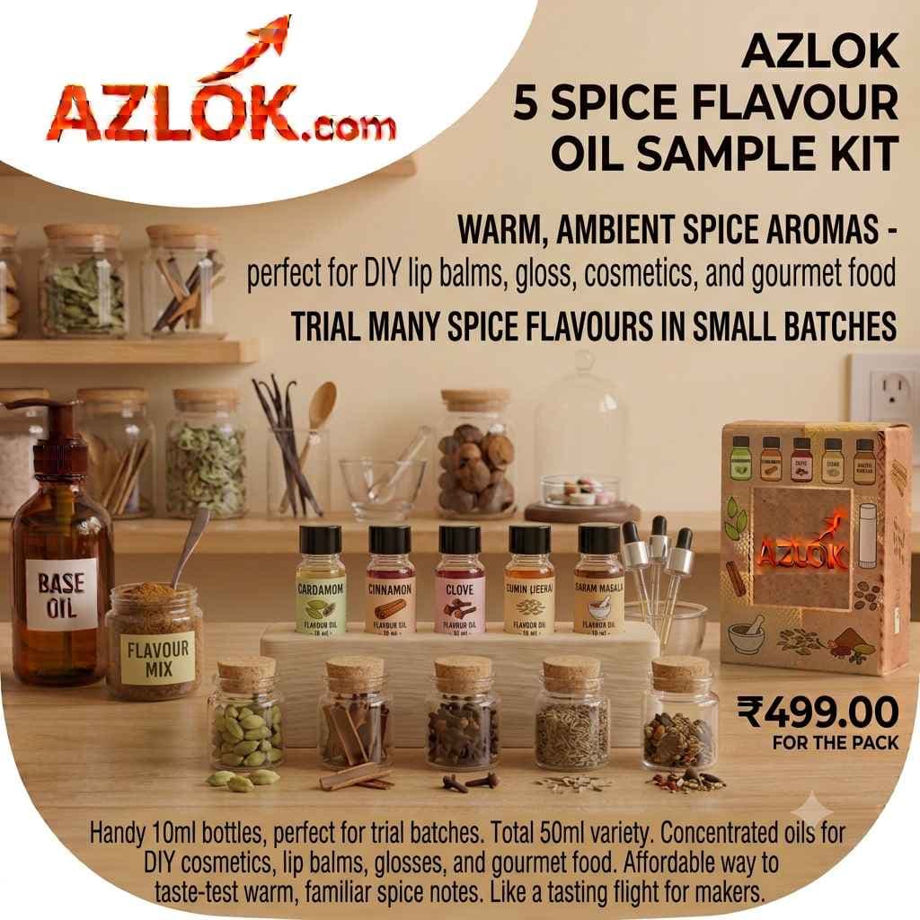 5 Spice Flavour Oil Sample Kit: A Maker's Guide to Cardamom, Cinnamon, Clove, Cumin and Garam Masala