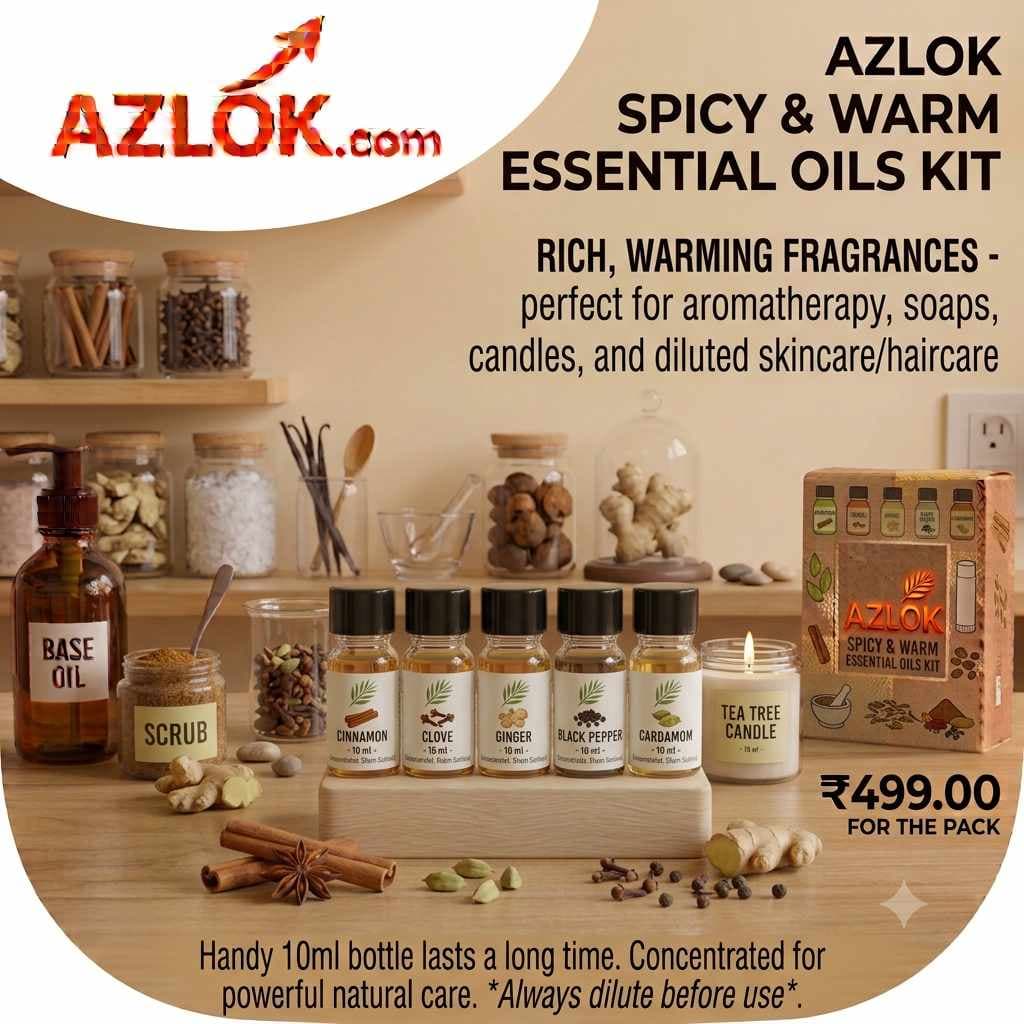 Spicy & Warm Essential Oils Kit: How to Use Cinnamon, Clove, Ginger, Black Pepper & Cardamom