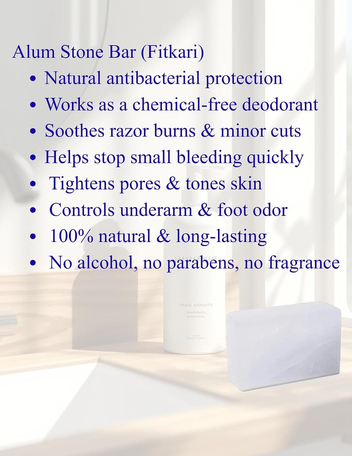 Azlok Alum Bar 100% Pure Natural Phitkari | Skin Tightening, Underarm Deodorant & Water Purification | Chemical-Free After Shave & Shaving Aid - Image 7