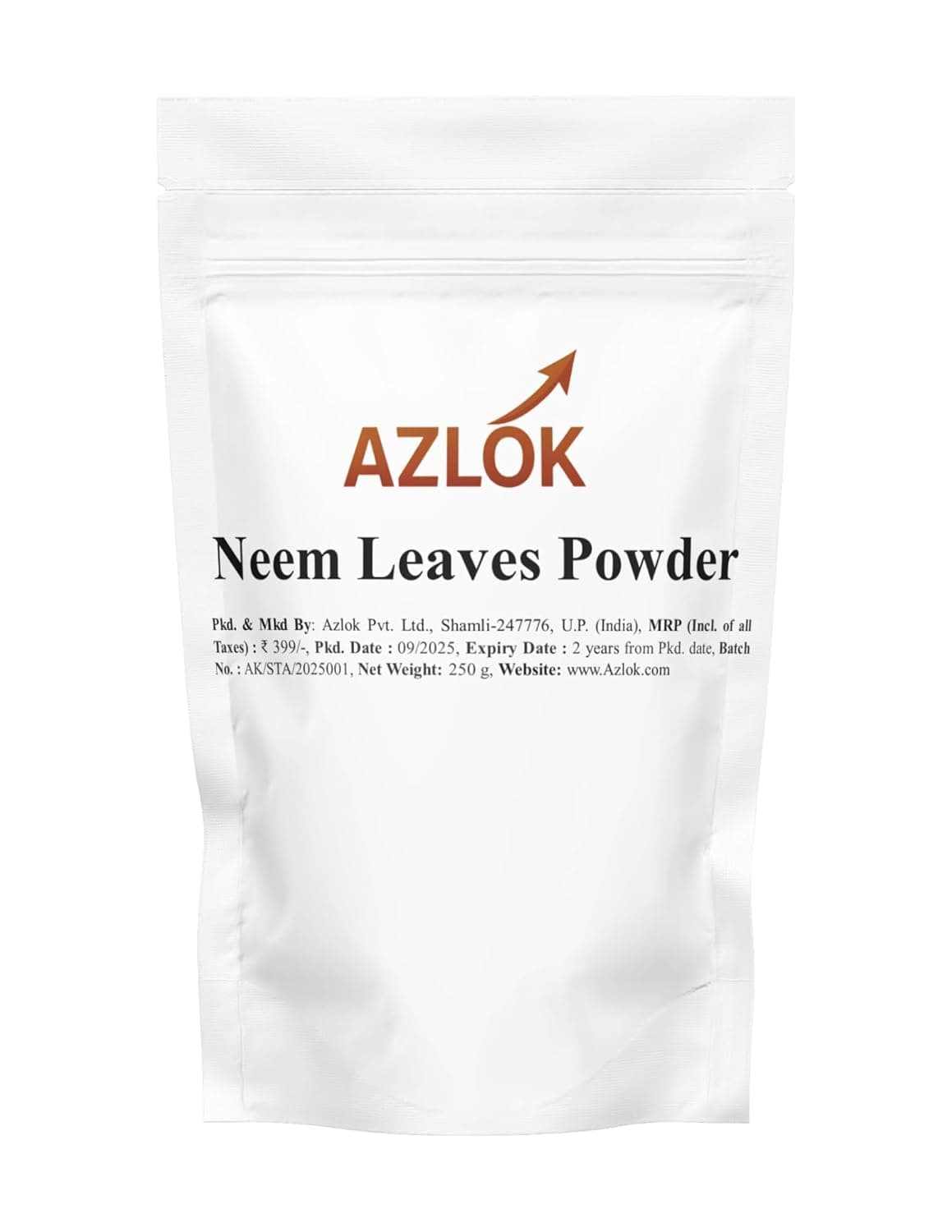 Azlok Neem Leaves Powder 250 Grams (Sun Dried & Stemless) for Eating, Face, Skin and Hair Care Pack - Image 1
