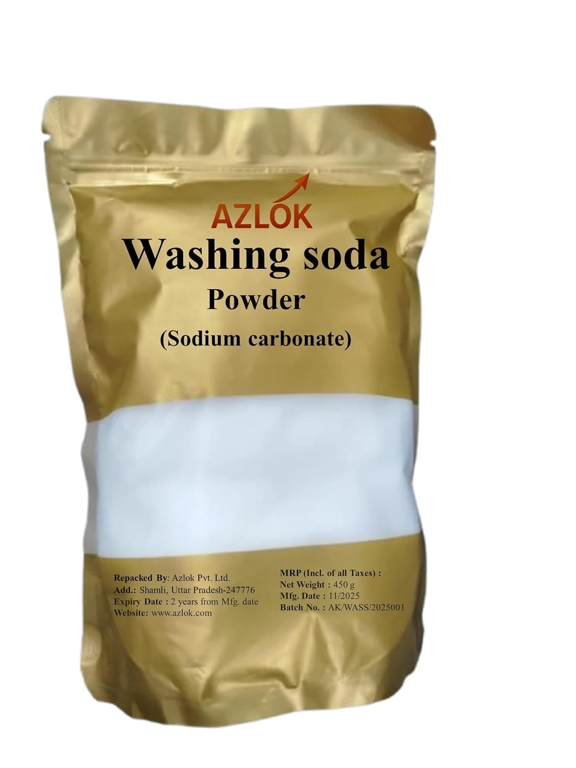 Azlok Washing Soda Powder 250 GM (Super Trial Pack) 100% Pure Laundry Booster Sodium Carbonate - Image 1