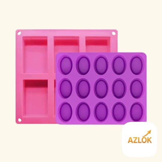 15 Cavity Oval Shape Silicone Mold + 6 Cavity Rectangle - Combo Pack - Image 1