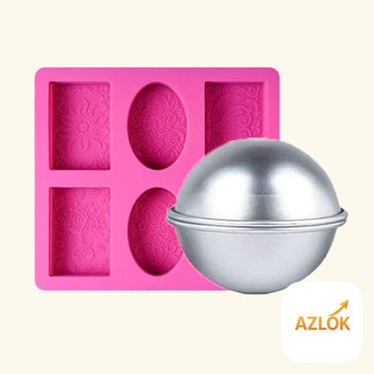 6 Flower Pattern Shape Rectangle Mold + Bath Bomb Mold - Combo Pack - Image 1