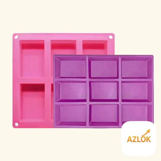 6 Cavity Rectangle + 9 Cavity Rectangle Soap Mold - Combo Pack - Image 1