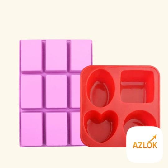 9 Cavity Rectangle Shape + 4 Cavity Soap Mold - Combo Pack - Image 1