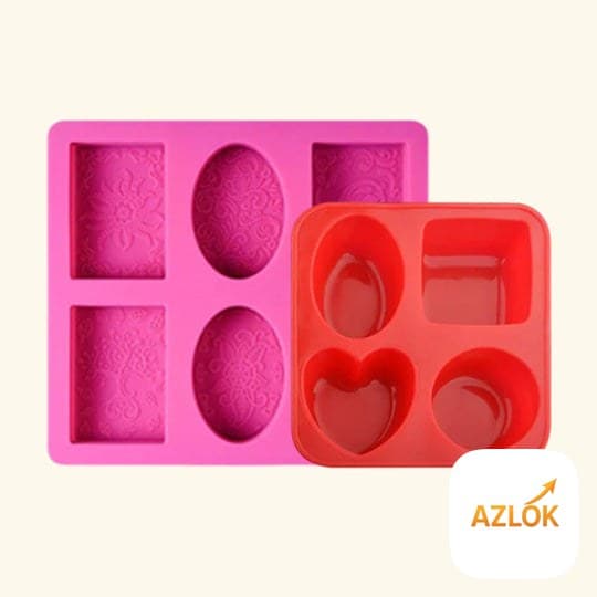 Flower Pattern Shape + 4 Cavity Shape Soap Mold - Image 1