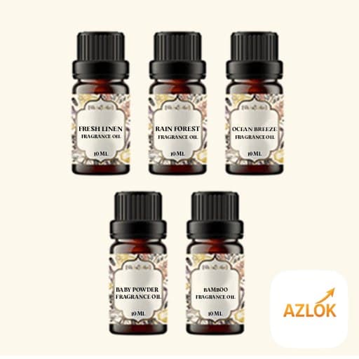 5 Fresh / Clean Fragrance Oils Sample Kit - 10 Ml Each - Image 1
