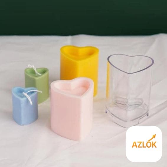 Heart Pillar Polycarbonate Candle Mold - Image 1
