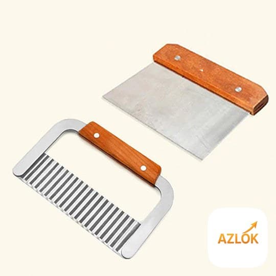Wooden Soap Crinkle Cutter | Straight Steel Cutter - Combo Pack - Image 1